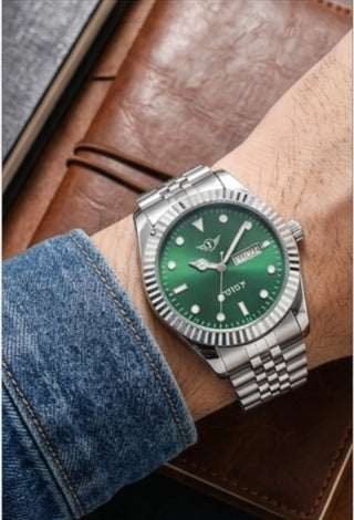 RLX Design Day-Date Function Working Adjustable Chain Analog Watch