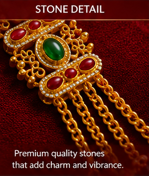 Luxury Gold Bracelet Watch for Women | Designer Ethnic Wrist Watch with Red & Green Stones | Traditional Indian Jewelry Watch | Festive & Wedding Wear Gift for Ladies