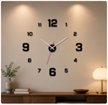 Large adjustable 3D Frameless Wall Clock Stickers DIY Wall Decoration for Living Room Bedroom Office (Black)