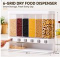 Wall-Mounted Dry Food Dispenser 6-Grid Cereal Dispensers Kitchen Food Storage Container, Grain For Kitchen, Home, Plastic