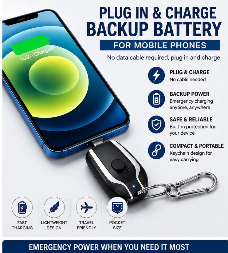 1500mah Key Chain Portable Chargers 10w Type c Output Outdoor Pocket Emergency Power Bank Type C