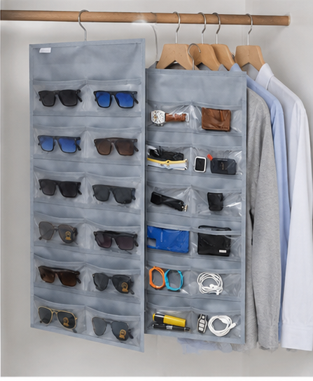 FAB ELLITE Sunglasses Organizer Hanging Storage Wall Mounted Glasses Case Eyeglasses Holder Closet Organizer, Accessories Organizer (GREY)