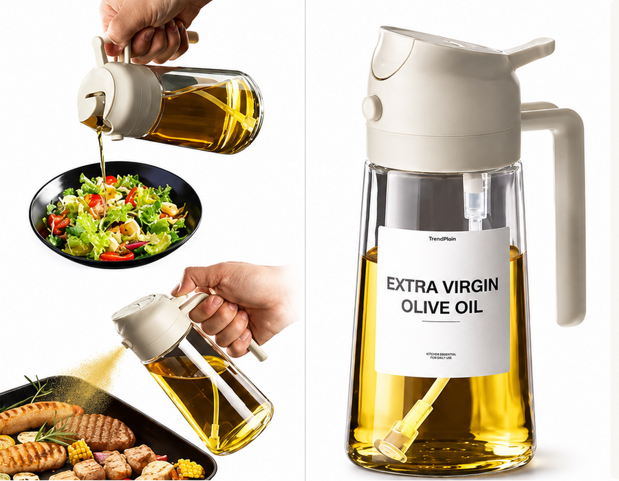 Spinfluencs 200ml Glass Oil Spray Dispenser for Cooking | Refillable Olive Oil Sprayer Mister for Fryer, BBQ, Salad & Frying | Food Grade Vinegar Sprinkler Bottle for Kitchen Use