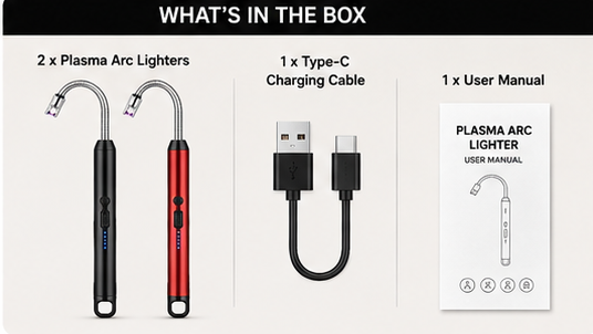 Flexible Neck USB Plasma Arc Lighters for Candles, Gas Stove & BBQ [ PACK OF 2, MULTICOLOR ]
