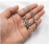 Round chain silver with trishul damru locket bhole Baba high quality product