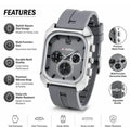Premium square dial grey analog watch