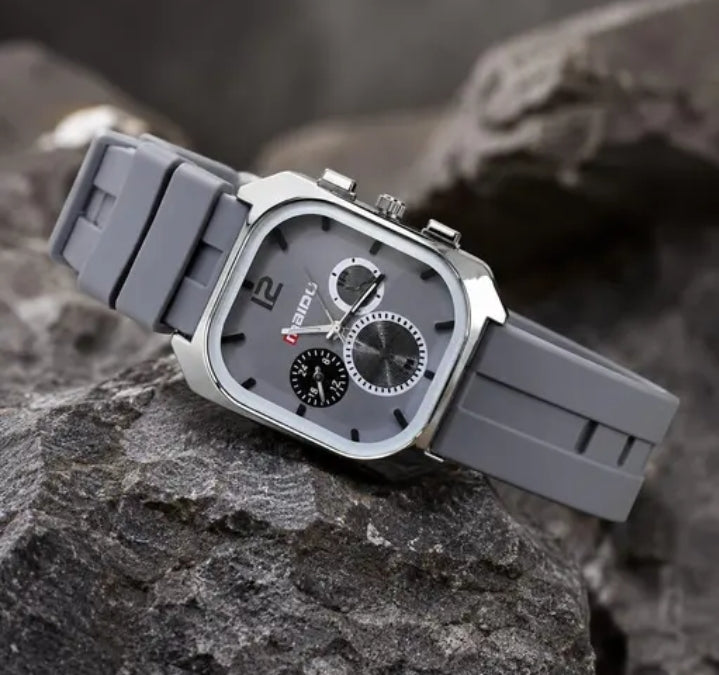 Premium square dial grey analog watch