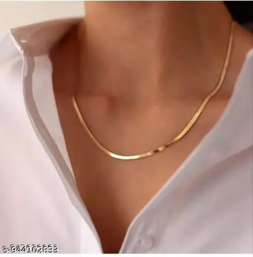 gold chain for men, slim snake chain, mens stylish chain, flat gold chain