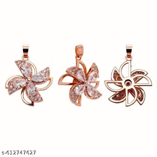 RARE1STUDIO Solitaire Pendant with Chain Rhodium Cubic Zirconia Sterling Rose Gold Pendant For Womens's & Girl's