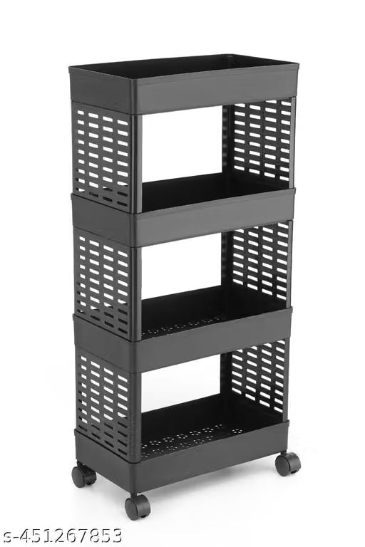 ELIGHTWAY MART 4 Tier Kitchen Rack for Storage Onion Potato Aloo Pyaaz,Fruit,Vegetable,Sabji Stand for Kitchen-(BLACK)