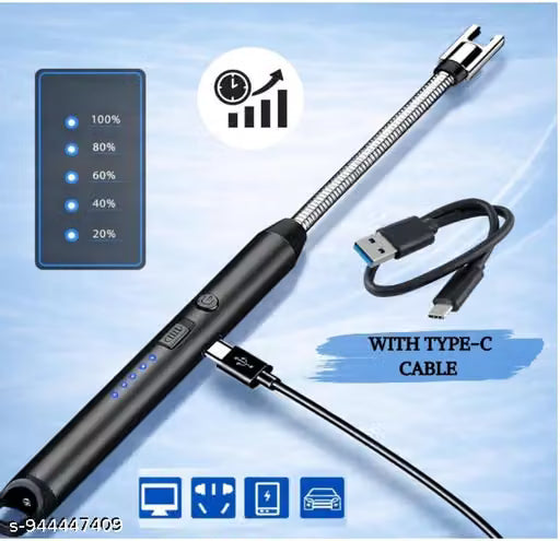 Flexible Neck USB Plasma Arc Lighters for Candles, Gas Stove & BBQ [ PACK OF 2, MULTICOLOR ]