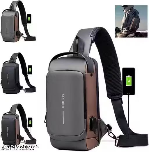 Waterproof Polyester Slim Unisex Crossbody Sling Bag Chest Backpack Men's Shoulder Bag, Leisure Travel Handbag, Hard Shell Anti-Theft Chest Bag