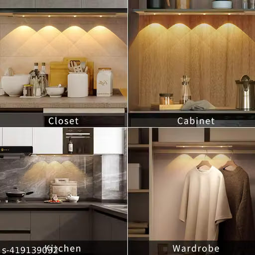 ABFASHION Under Cabinet Lights LED Motion Sensor Indoor, USB Rechargeable ,3 Light Modes Stepless Dimming Hill Light, 6500K Night Light for Closet Cabinet Kitchen Wardrobe (15.74in/40cm)