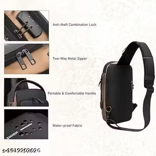 Waterproof Polyester Slim Unisex Crossbody Sling Bag Chest Backpack Men's Shoulder Bag, Leisure Travel Handbag, Hard Shell Anti-Theft Chest Bag