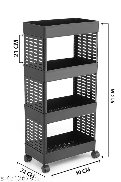 ELIGHTWAY MART 4 Tier Kitchen Rack for Storage Onion Potato Aloo Pyaaz,Fruit,Vegetable,Sabji Stand for Kitchen-(BLACK)