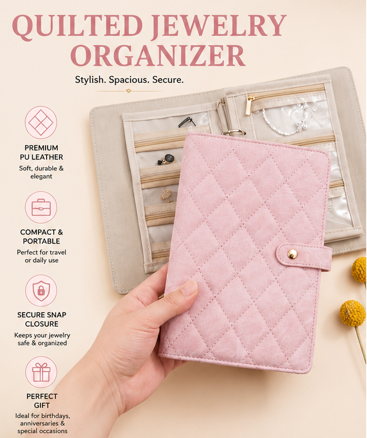 Travel Jewelry Case, Jewelry Organizer Box with Clear Zipper Velvet Jewelry Pouch Bag, PU Leather Jewelry Case, Gift for Women-Pink.