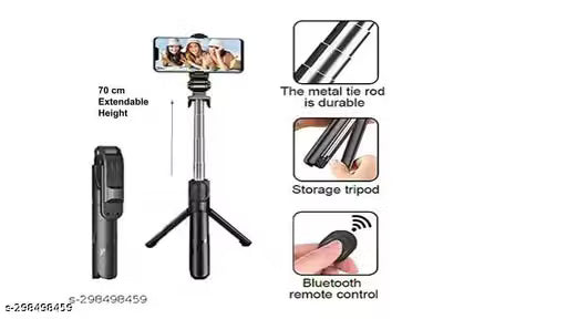 70cm Extendable 3 in 1 Selfie Stick Tripod with Bluetooth Remote Included and Rotatable