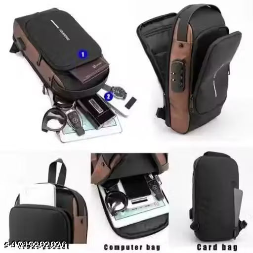 Waterproof Polyester Slim Unisex Crossbody Sling Bag Chest Backpack Men's Shoulder Bag, Leisure Travel Handbag, Hard Shell Anti-Theft Chest Bag
