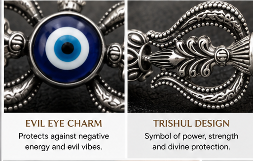 Mahakal Evil Eye Kada Bracelet for Men | Stylish Rudraksha Silver Kada