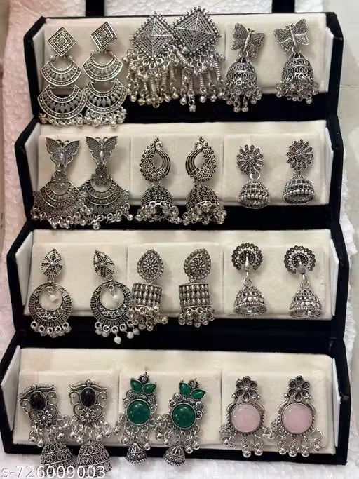 Trendy 12 Pair Earrings Box for Women | Stylish Artificial Earrings Combo Set | Daily & Party Wear