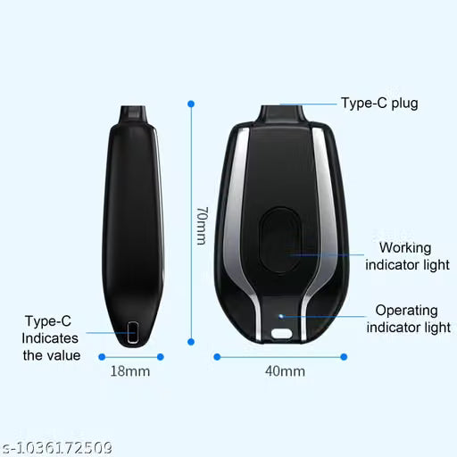 1500mah Key Chain Portable Chargers 10w Type c Output Outdoor Pocket Emergency Power Bank Type C