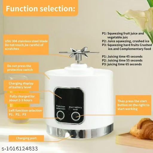 Portable Blender Electric Juicers Fruit Mixers USB Rechargeable Smoothie Mini Personal Juicer 10 Blades 3Gears With 1500 Mah Rechargeable Battery-Smoothie Blender(PURPLE)