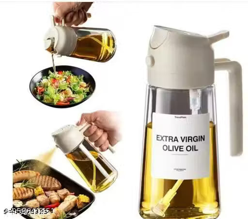 Spinfluencs 200ml Glass Oil Spray Dispenser for Cooking | Refillable Olive Oil Sprayer Mister for Fryer, BBQ, Salad & Frying | Food Grade Vinegar Sprinkler Bottle for Kitchen Use