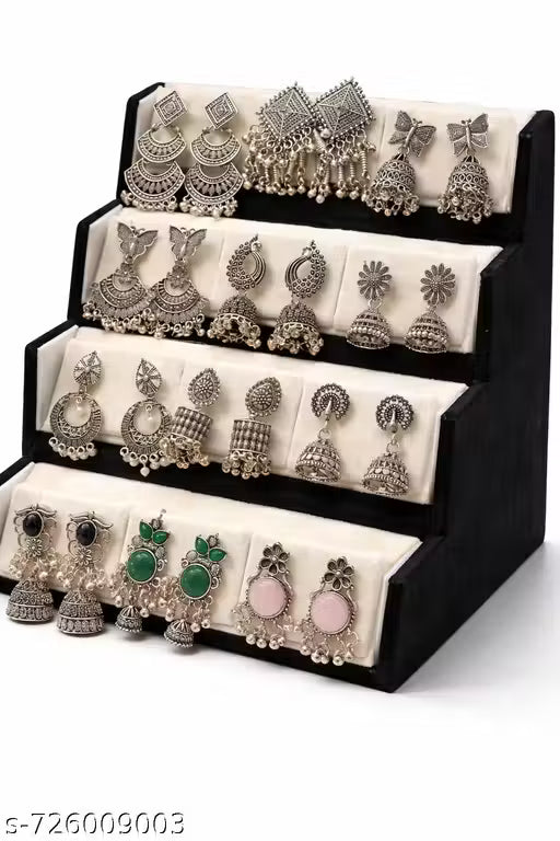 Trendy 12 Pair Earrings Box for Women | Stylish Artificial Earrings Combo Set | Daily & Party Wear