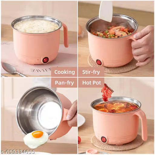 Electric Cooking Pot and Steamer 1.5L Multi Cooker with Concealed Base | Mini Noodle Maker Egg Boiler Vegetable Rice Cooker
