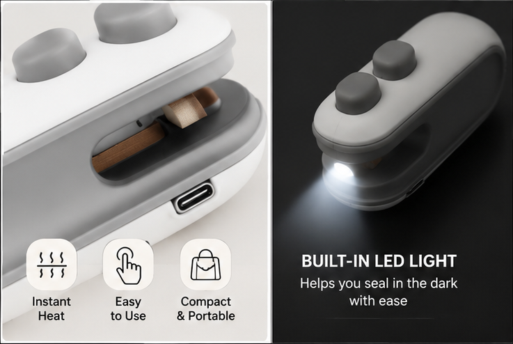 Portable Mini Sealing Machine, Handheld Packet Sealer, portable sealing machine, packet sealer for Food, Snacks, Chips, Fresh Storage, Sealing Machine