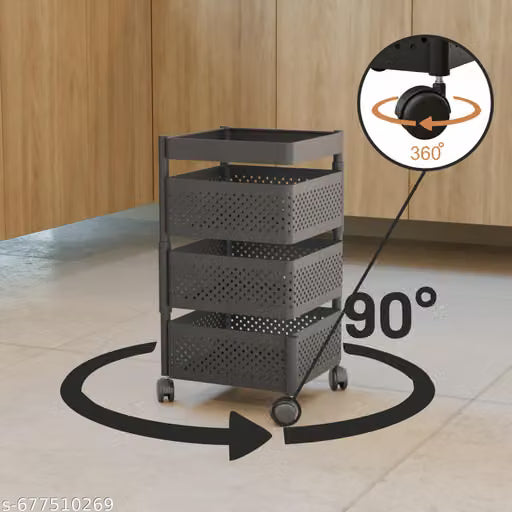 Nexanest Heavy Duty 3 Tier Kitchen Storage Trolley with Wheels/Multipurpos Organizer