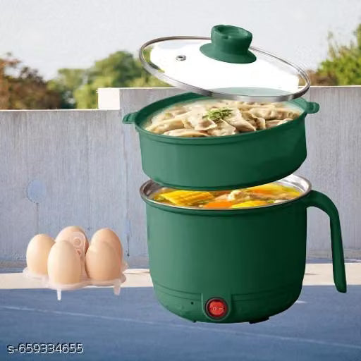 Electric Cooking Pot and Steamer 1.5L Multi Cooker with Concealed Base | Mini Noodle Maker Egg Boiler Vegetable Rice Cooker