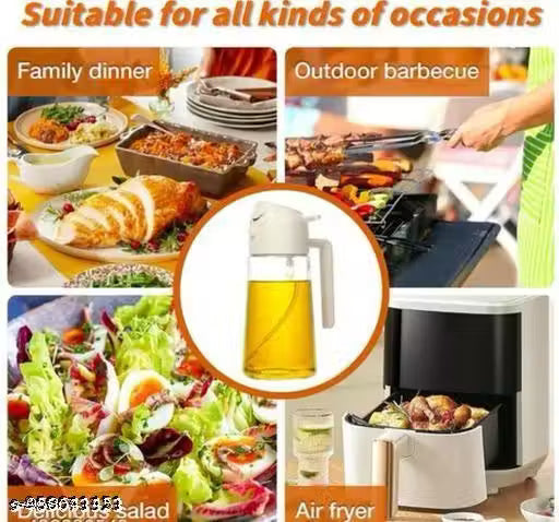 Spinfluencs 200ml Glass Oil Spray Dispenser for Cooking | Refillable Olive Oil Sprayer Mister for Fryer, BBQ, Salad & Frying | Food Grade Vinegar Sprinkler Bottle for Kitchen Use