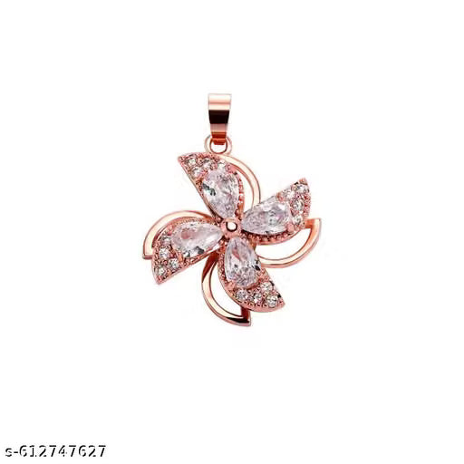 RARE1STUDIO Solitaire Pendant with Chain Rhodium Cubic Zirconia Sterling Rose Gold Pendant For Womens's & Girl's