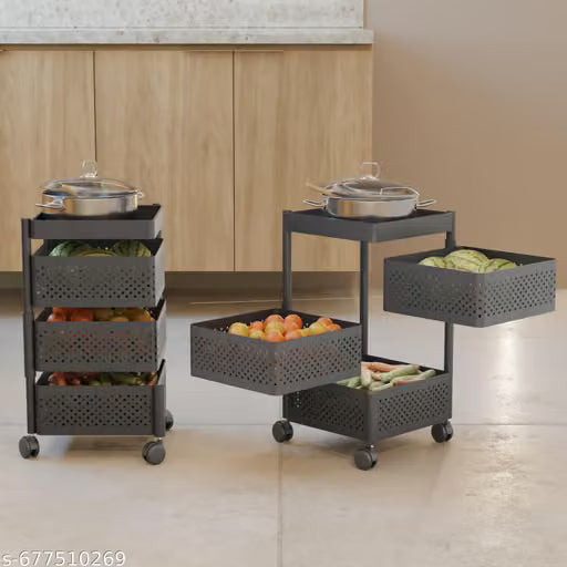 Nexanest Heavy Duty 3 Tier Kitchen Storage Trolley with Wheels/Multipurpos Organizer