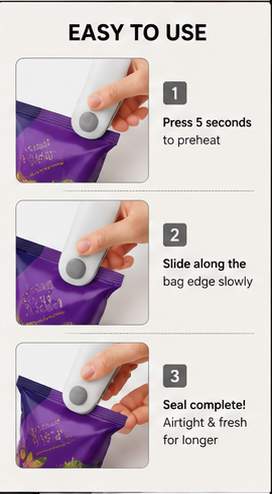 Portable Mini Sealing Machine, Handheld Packet Sealer, portable sealing machine, packet sealer for Food, Snacks, Chips, Fresh Storage, Sealing Machine