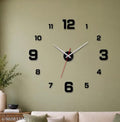 Large adjustable 3D Frameless Wall Clock Stickers DIY Wall Decoration for Living Room Bedroom Office (Black)