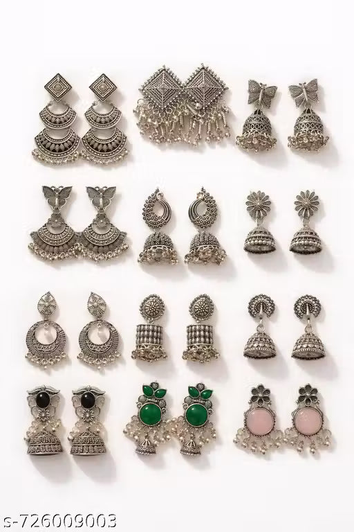 Trendy 12 Pair Earrings Box for Women | Stylish Artificial Earrings Combo Set | Daily & Party Wear